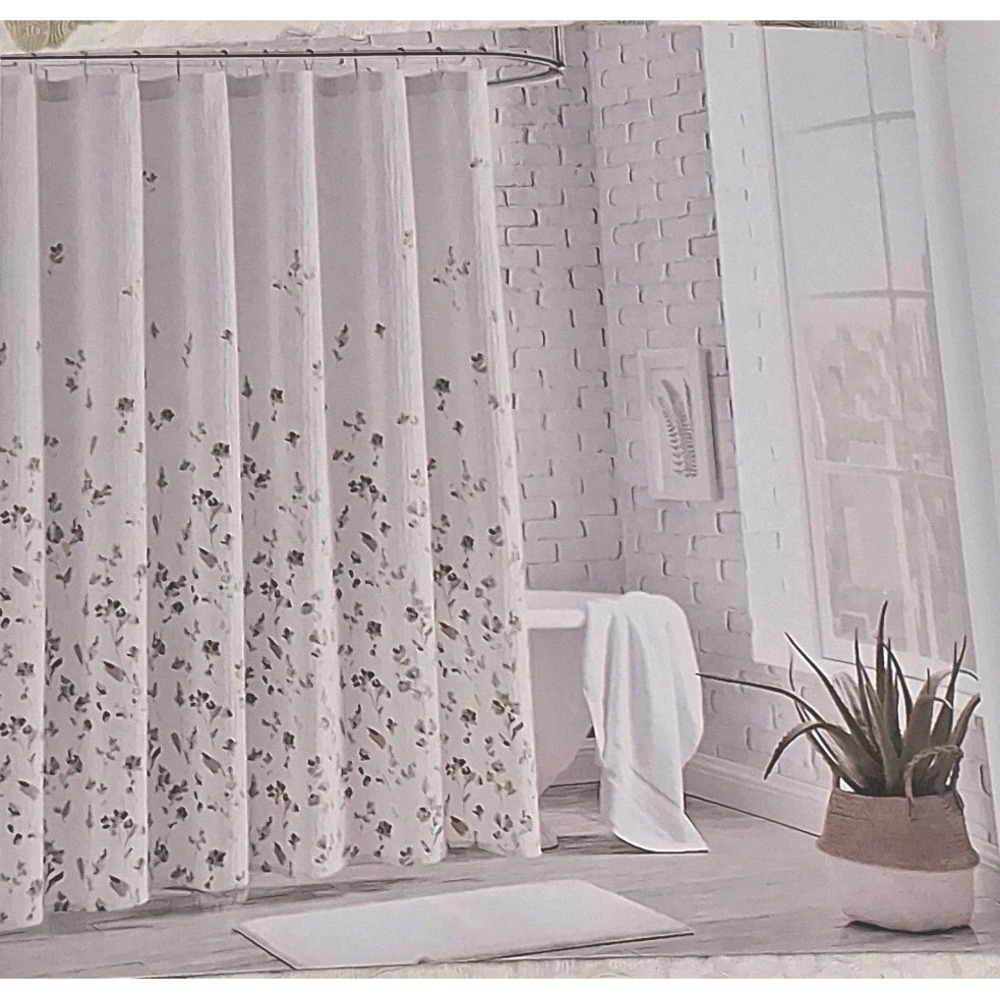DKNY'Impressionist Floral' Shower Curtain 100% Cotton 72X74 Green, Blue & Taupe